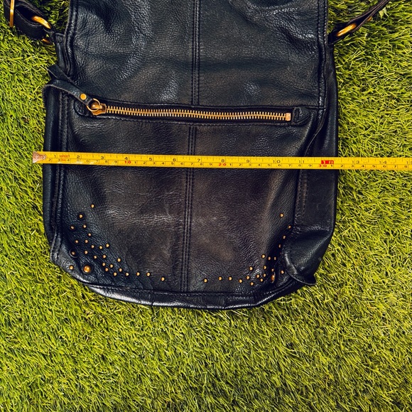 Lucky Brand 100% Black Leather Tote / Crossbody with studs - Picture 15 of 16